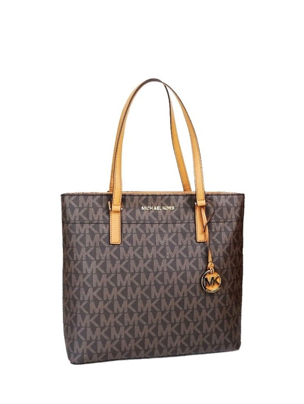 🆕️🛍Michael Kors Morgan Medium Brown Tan Leather Logo Tote Bag Brand New